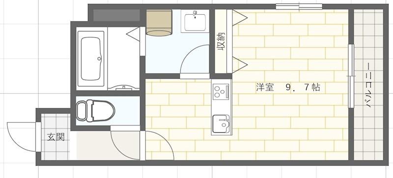インタービレッジ塩町II(ワンルーム/6階)の間取り写真