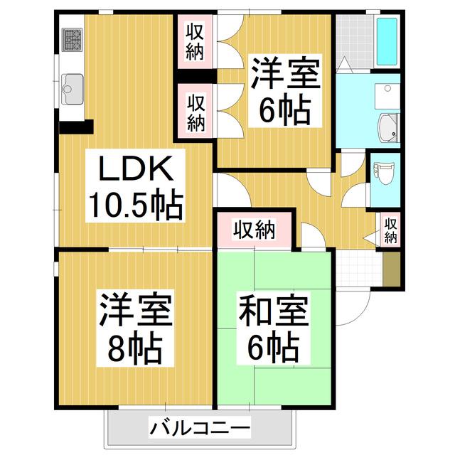ラスベート21 B棟(3LDK/2階)の間取り写真