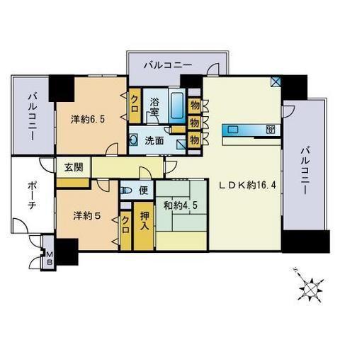 サーパス赤坂マスターズビュー(3LDK/3階)の間取り写真