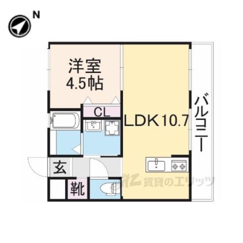 シャンテー東香里(1LDK/1階)の間取り写真