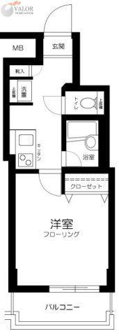 プレール・ドゥーク蒲田II(1K/8階)の間取り写真
