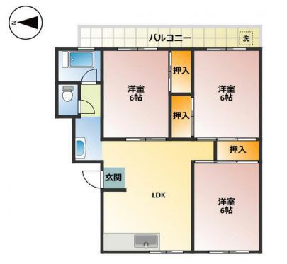 調布第2コーポラス(3LDK/1階)の間取り写真
