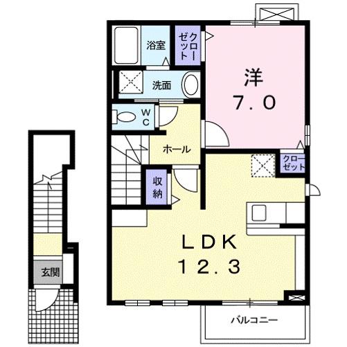 ブリーズヒル(1LDK/2階)の間取り写真