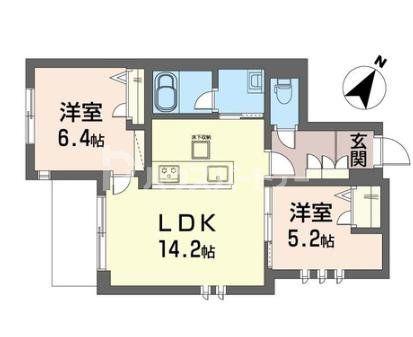 セルディーナ アイ(2LDK/1階)の間取り写真