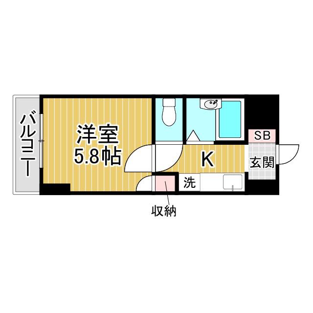 アビリティ塩屋(1K/3階)の間取り写真