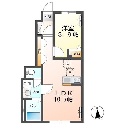 つくば市大曽根アパート(1LDK/1階)の間取り写真