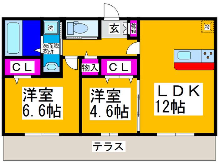 VILLA PINO 美原(2LDK/3階)の間取り写真