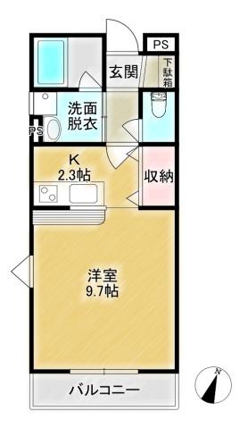 ヴィラ・クオーレ(1K/1階)の間取り写真