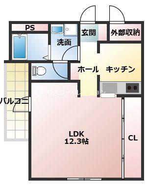 グランツコートジョン立花町(ワンルーム/3階)の間取り写真