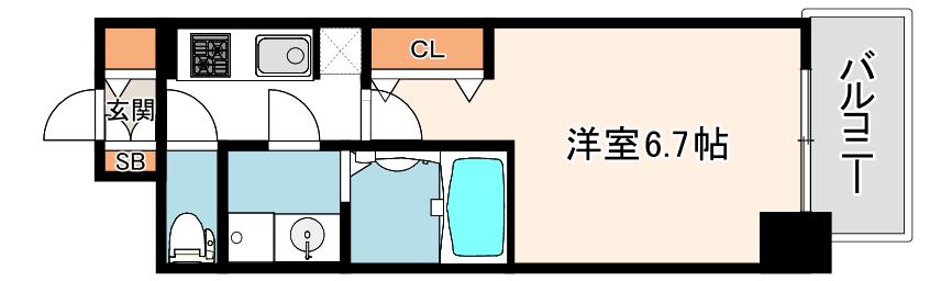 ファーストフィオーレ大阪城イースト(1K/3階)の間取り写真