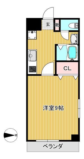 シャルマン草加南(1K/1階)の間取り写真
