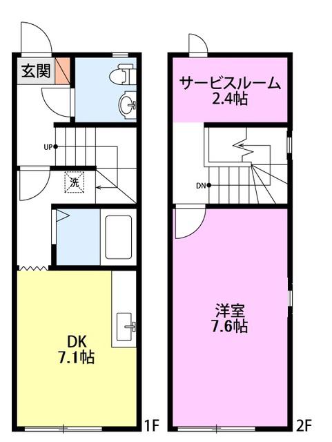 メゾネットキューブ(1SDK/2階)の間取り写真