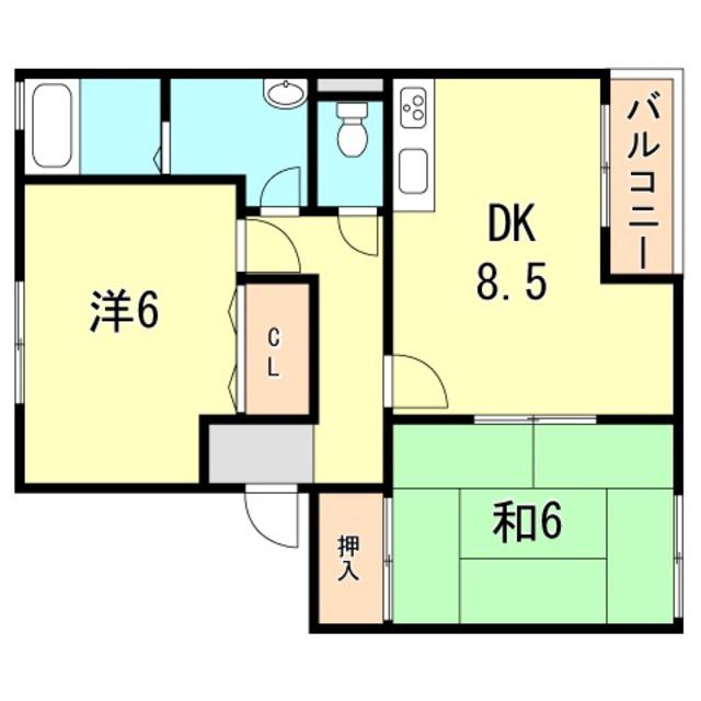 サンガーデン浄泉 東棟(2DK/2階)の間取り写真