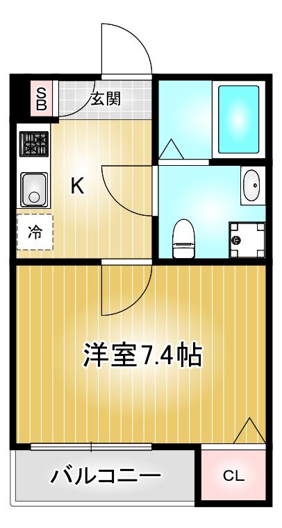 ガーデンプレイス(1K/3階)の間取り写真