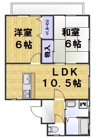 明石コーポA(2LDK/1階)の間取り写真