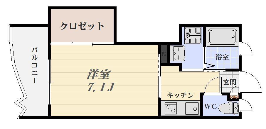 IMS武(1K/3階)の間取り写真