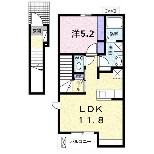 ラコルタ 若竹 A(1LDK/2階)の間取り写真