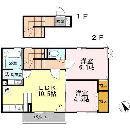 シャルマン48(2LDK/2階)の間取り写真