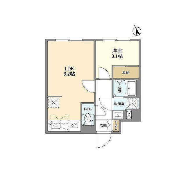 ウェルスクエア新宿戸山(1LDK/B1階)の間取り写真
