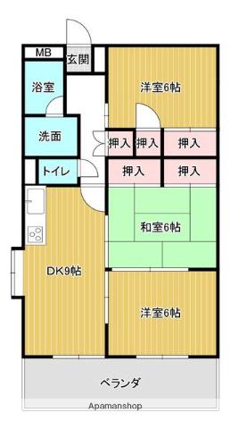 ウエストタウン南庄(3LDK/2階)の間取り写真