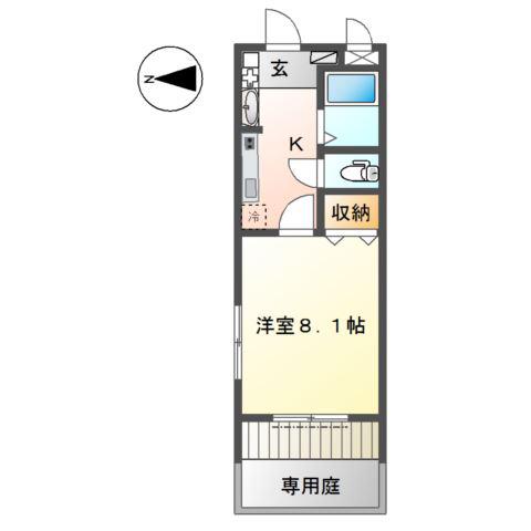 ブロードハイツ共栄(1K/1階)の間取り写真
