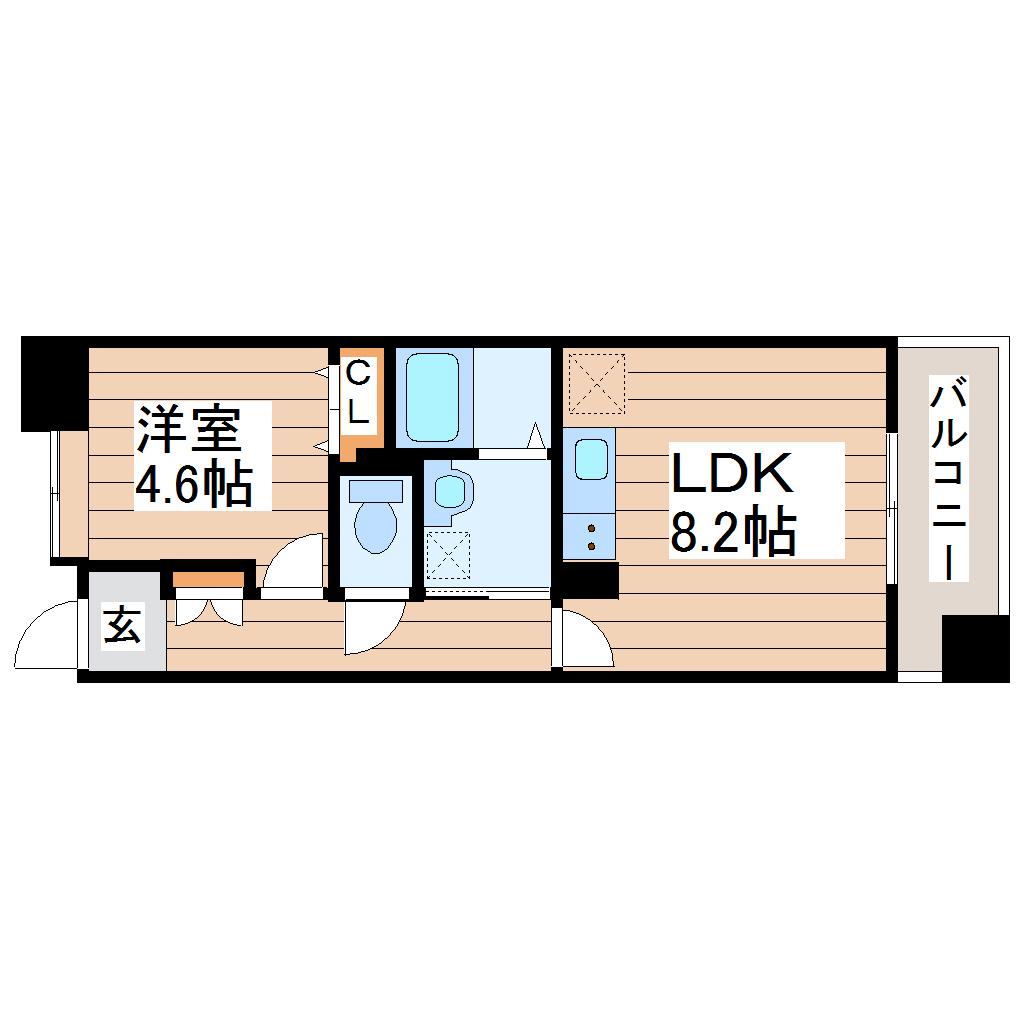 パークフラッツ五橋(1LDK/7階)の間取り写真