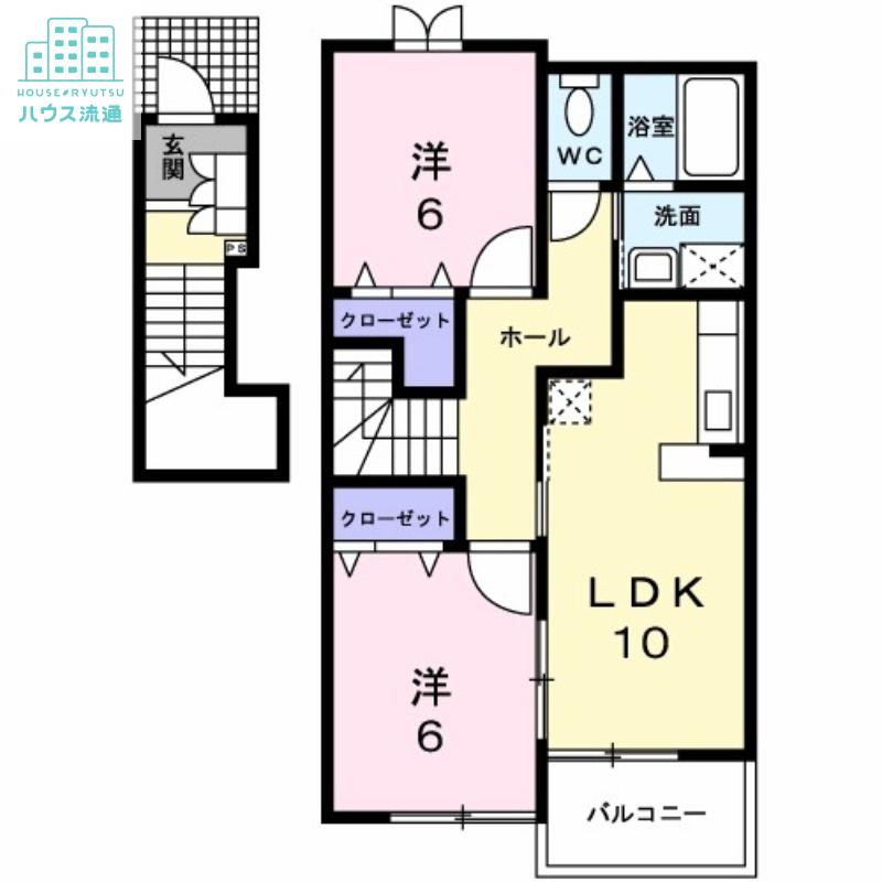 セイバリーハウス(2LDK/2階)の間取り写真