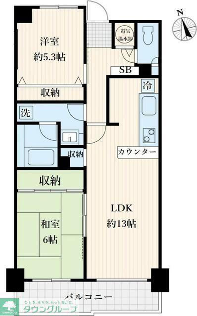 アミ浜田山(2LDK/1階)の間取り写真