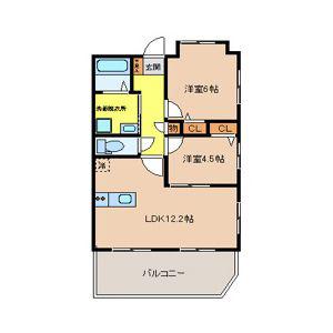 秋桜館・西原(2LDK/3階)の間取り写真