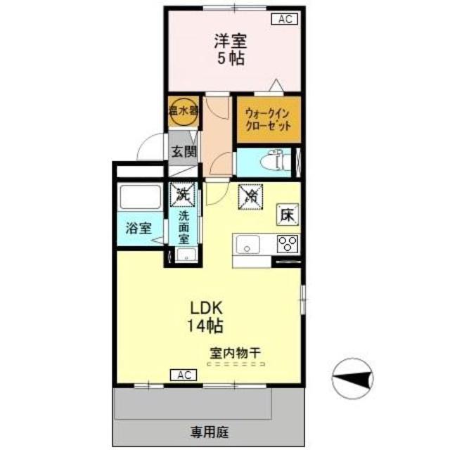アメニティーハウスII(1LDK/1階)の間取り写真