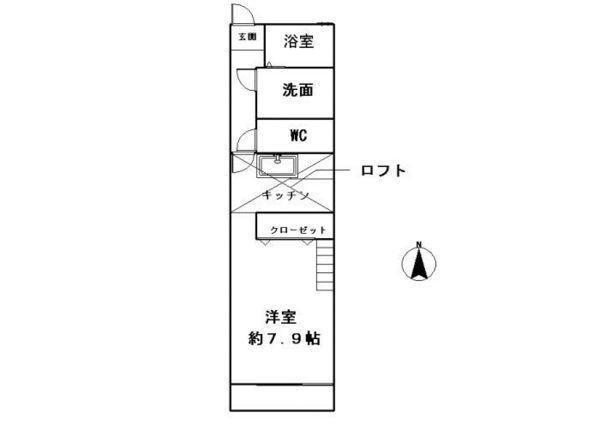 サンマリノ津福 B(1K/1階)の間取り写真