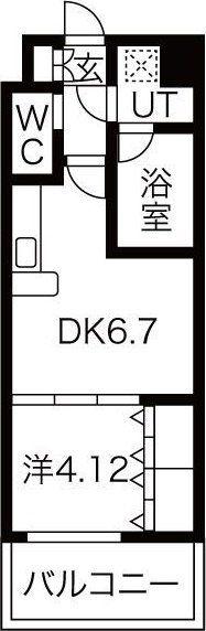 CHOEI65プレジオ中津(1DK/10階)の間取り写真