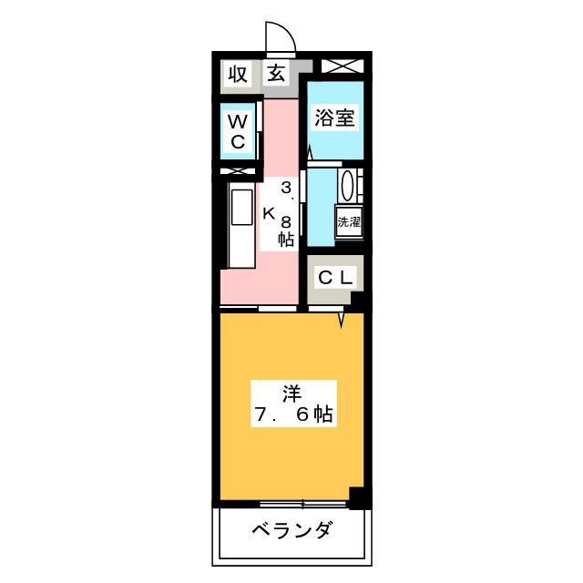CASSINO(1K/3階)の間取り写真