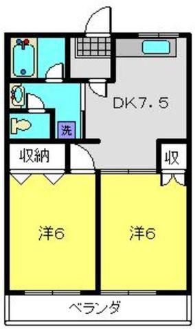 ニューライフときわ(2DK/3階)の間取り写真
