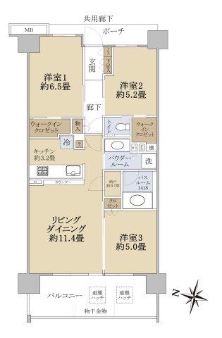 シティテラス千里桃山台(3LDK/6階)の間取り写真