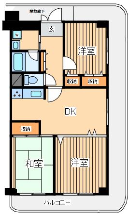 川崎セントラルコーポ(2LDK/2階)の間取り写真