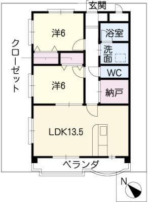 キャッスルメジュール(2LDK/1階)の間取り写真