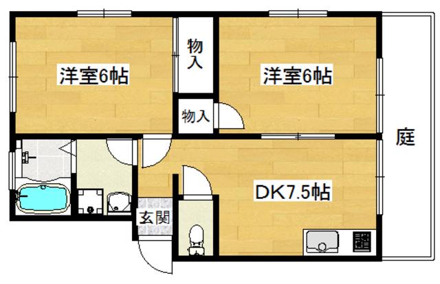 ウィンディア(2DK/2階)の間取り写真
