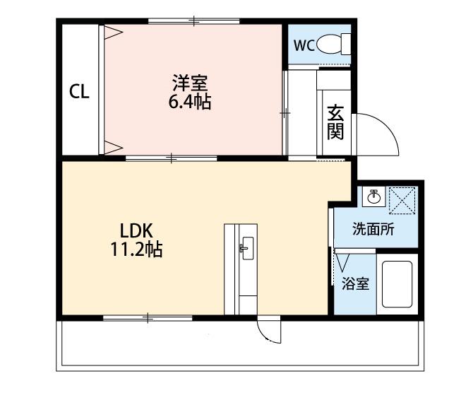 一ツ木ハイツ安井(1LDK/2階)の間取り写真