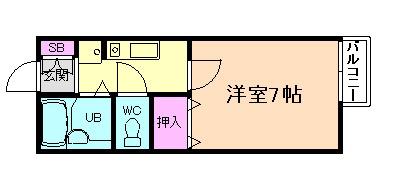 ハイド・パークⅠ(1K/1階)の間取り写真