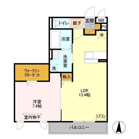 スクエアコート(1LDK/3階)の間取り写真