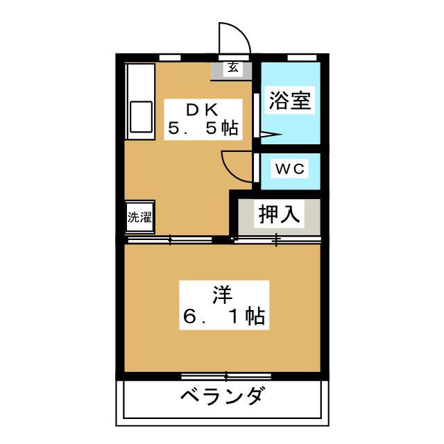 ビラージュ西条(1DK/1階)の間取り写真
