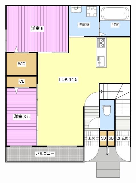 エルガーデン早出(2LDK/1階)の間取り写真