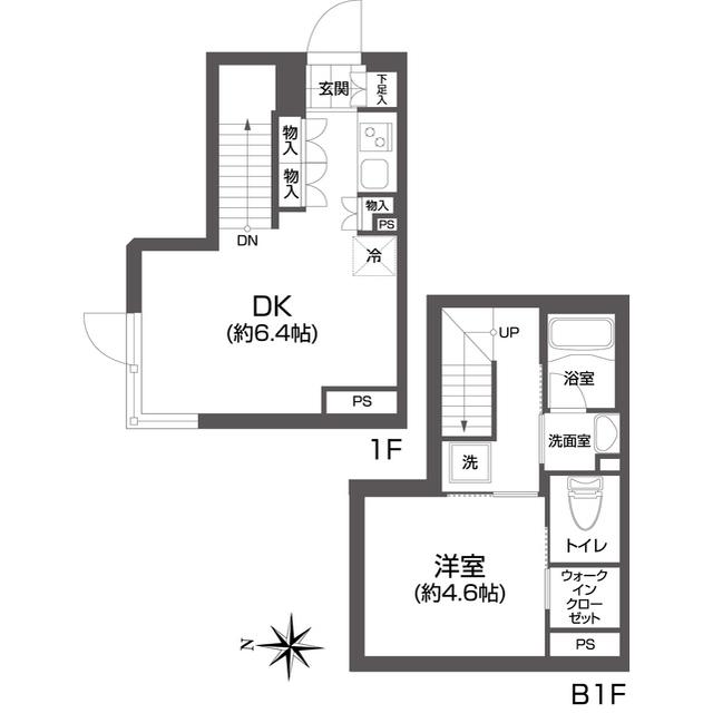 UVAS池袋(1LDK/1階)の間取り写真