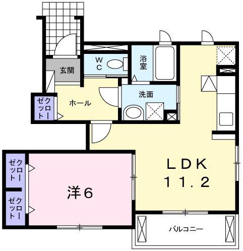 舞子坂ヒルズ(1LDK/1階)の間取り写真