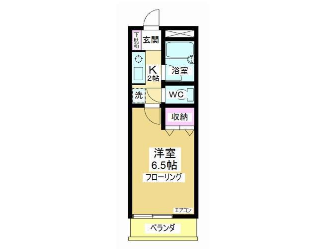 ソレアード中富(1K/1階)の間取り写真