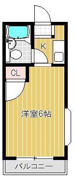 コーニッシュアビコII(1K/3階)の間取り写真