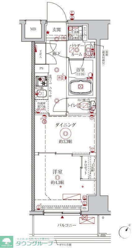 クレイシアIDZ川崎ザ・テラス(2K/2階)の間取り写真