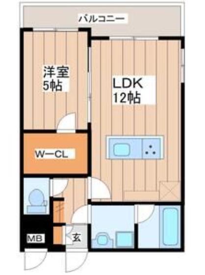 LUANA・AIR・RESIDENCE五橋(1LDK/2階)の間取り写真