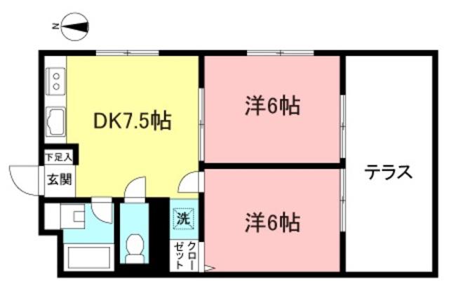 新井マンション(2DK/1階)の間取り写真